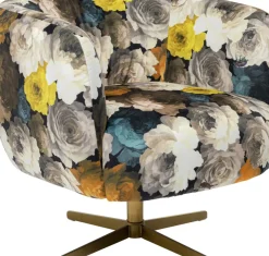 Snurrfåtölj Peony - Blommig Gulbrun/Beige - KARE Design