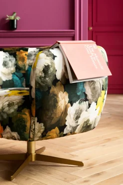 Snurrfåtölj Peony - Blommig Gulbrun/Beige - KARE Design