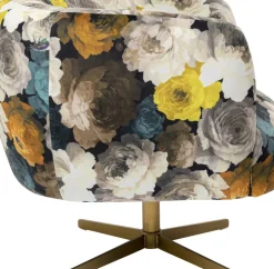 Snurrfåtölj Peony - Blommig Gulbrun/Beige - KARE Design