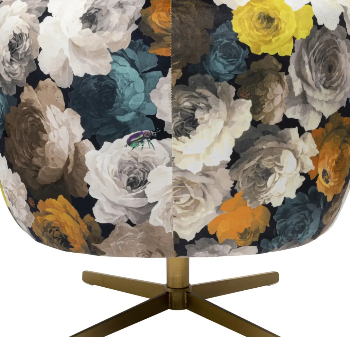 Snurrfåtölj Peony - Blommig Gulbrun/Beige - KARE Design