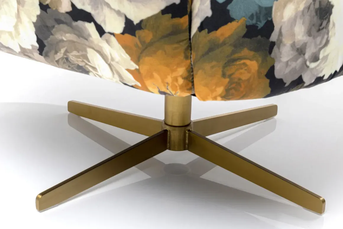 Snurrfåtölj Peony - Blommig Gulbrun/Beige - KARE Design