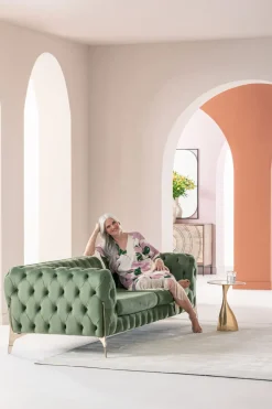 Soffa Bellissima - Grön, 3-Sits - KARE Design
