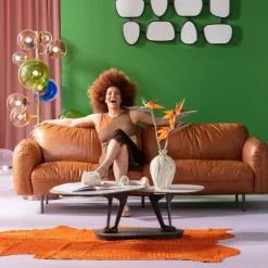 Soffa Calgary - Brun, Läder, 226cm - KARE Design