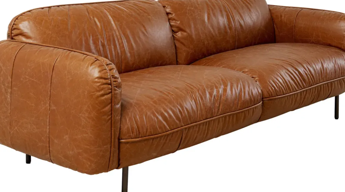 Soffa Calgary - Brun, Läder, 226cm - KARE Design