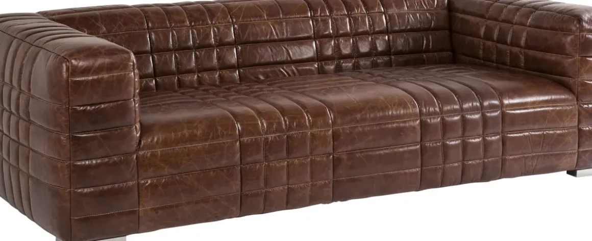 Soffa Square Dance - Brun Läder, 3-Sits - KARE Design