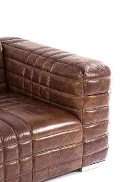 Soffa Square Dance - Brun Läder, 3-Sits - KARE Design