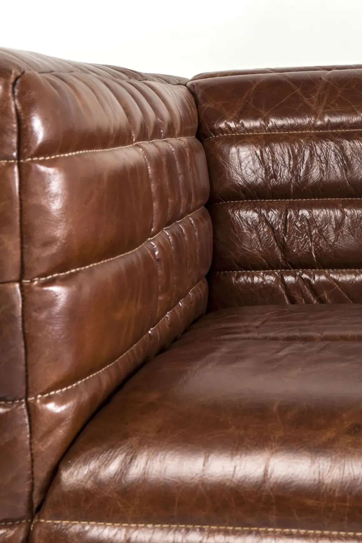 Soffa Square Dance - Brun Läder, 3-Sits - KARE Design