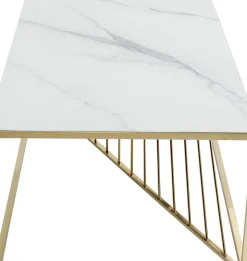 Soffbord Art - Mässing/Vitt Marmoret Glas, 140x70cm - KARE Design