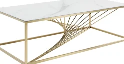 Soffbord Art - Mässing/Vitt Marmoret Glas, 140x70cm - KARE Design