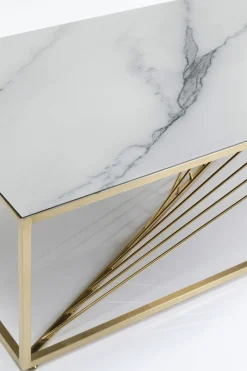 Soffbord Art - Mässing/Vitt Marmoret Glas, 140x70cm - KARE Design