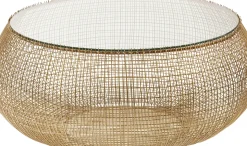 Soffbord Cesta Gold - Runt bord i Guldfinish/Glas Ø105cm - KARE Design