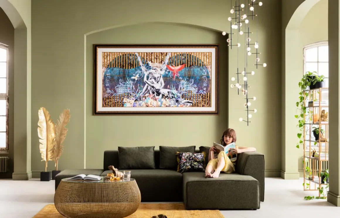 Soffbord Cesta Gold - Runt bord i Guldfinish/Glas Ø105cm - KARE Design