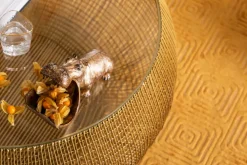 Soffbord Cesta Gold - Runt bord i Guldfinish/Glas Ø105cm - KARE Design
