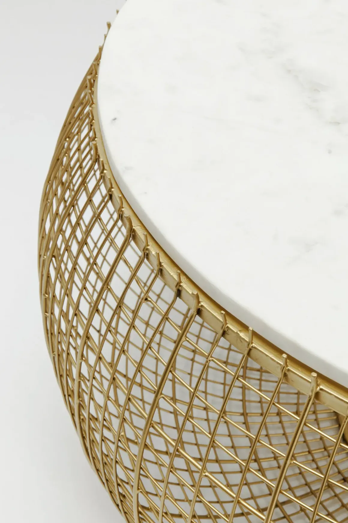 Soffbord Cesta Gold - Runt bord i Guldfinish/Marmor Ø100cm - KARE Design