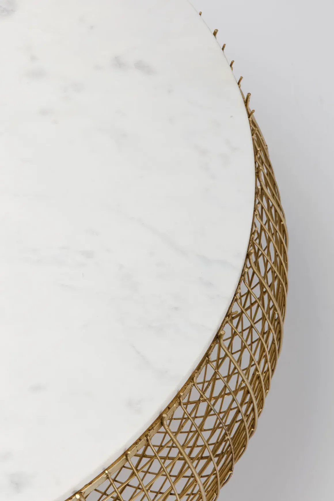 Soffbord Cesta Gold - Runt bord i Guldfinish/Marmor Ø100cm - KARE Design