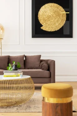 Soffbord Cesta Gold - Runt bord i Guldfinish/Marmor Ø100cm - KARE Design