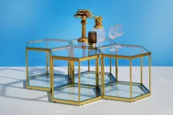 Soffbord Comb - Guld/Glas, 45cm - KARE Design