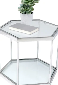 Soffbord Comb - Silver/Glas, 45cm - KARE Design