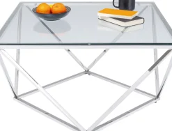 Soffbord Cristallo - Silver/Glas, 80x80cm - KARE Design