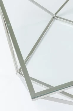 Soffbord Cristallo - Silver/Glas, 80x80cm - KARE Design