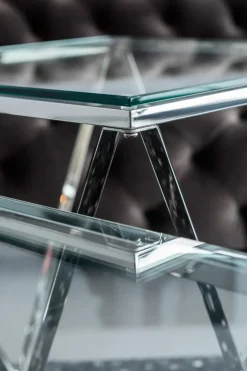 Soffbord Cristallo - Silver/Glas, 80x80cm - KARE Design