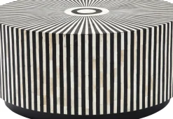 Soffbord Electra - Runt Bord Svart/Vit Intarsia, Ø75cm - KARE Design