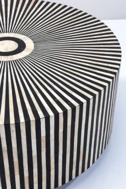 Soffbord Electra - Runt Bord Svart/Vit Intarsia, Ø75cm - KARE Design