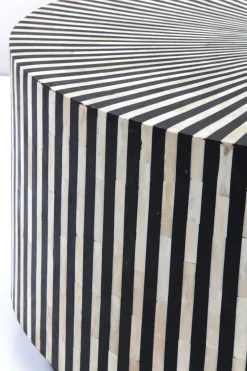 Soffbord Electra - Runt Bord Svart/Vit Intarsia, Ø75cm - KARE Design