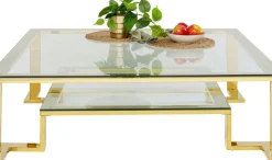 Soffbord Gold Rush - Glasbord med Hylla, 120x120cm - KARE Design