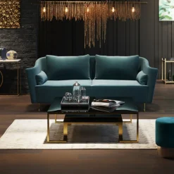 Soffbord Gold Rush - Glasbord med Hylla, 120x120cm - KARE Design