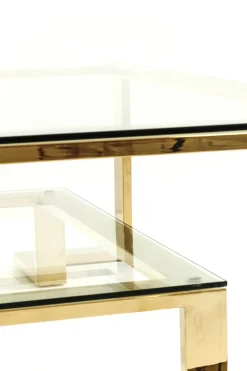Soffbord Gold Rush - Glasbord med Hylla, 120x120cm - KARE Design