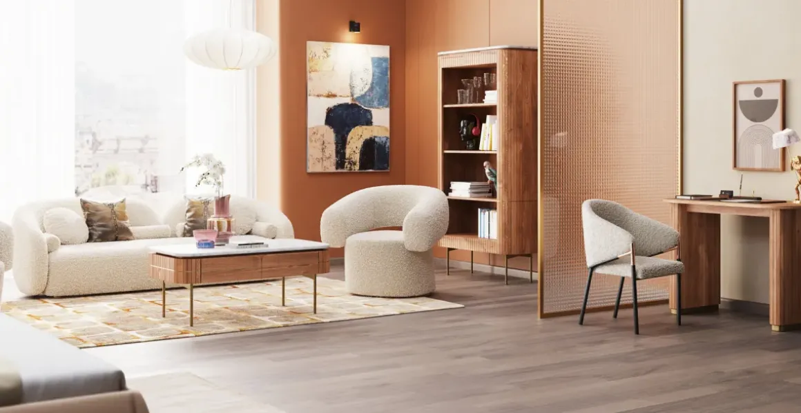 Soffbord Grace - Trä/Marmor/Guld - KARE Design