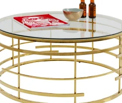 Soffbord Jupiter Rund - Mässing/Glas, Ø100cm - KARE Design