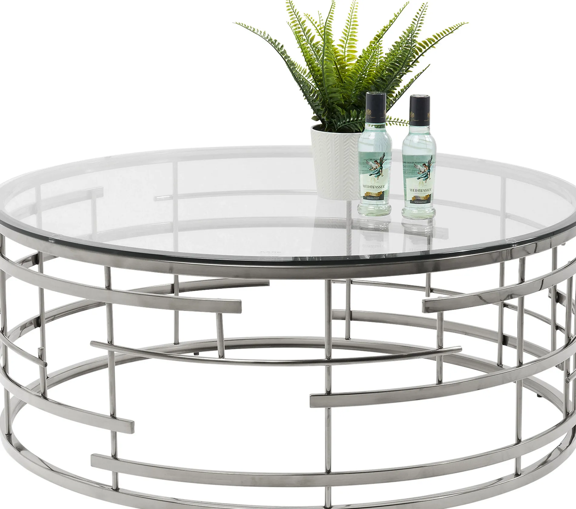 Soffbord Jupiter Rund - Silver/Glas, Ø100cm - KARE Design