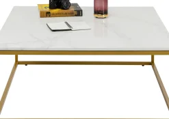 Soffbord Key West - Vit Marmor/Guld, 90x90cm - KARE Design
