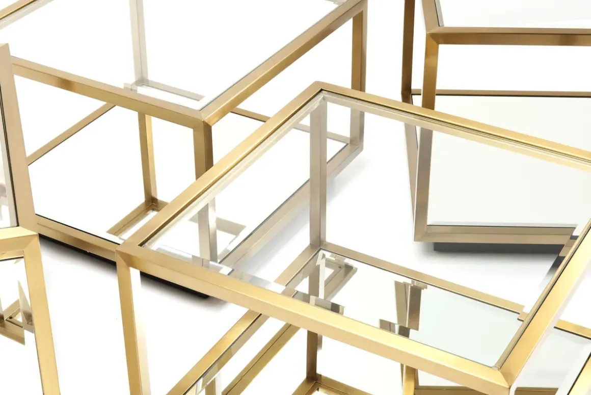 Soffbord Luigi - Set med 4 Bord i Mässing/Glas - KARE Design
