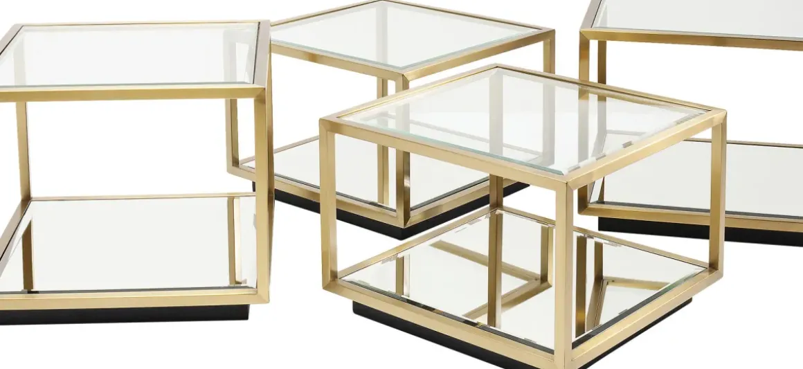 Soffbord Luigi - Set med 4 Bord i Mässing/Glas - KARE Design