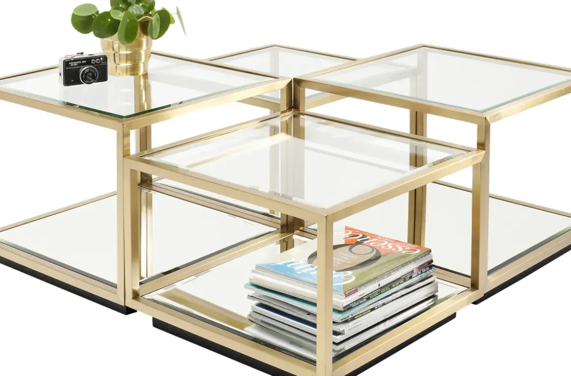 Soffbord Luigi - Set med 4 Bord i Mässing/Glas - KARE Design