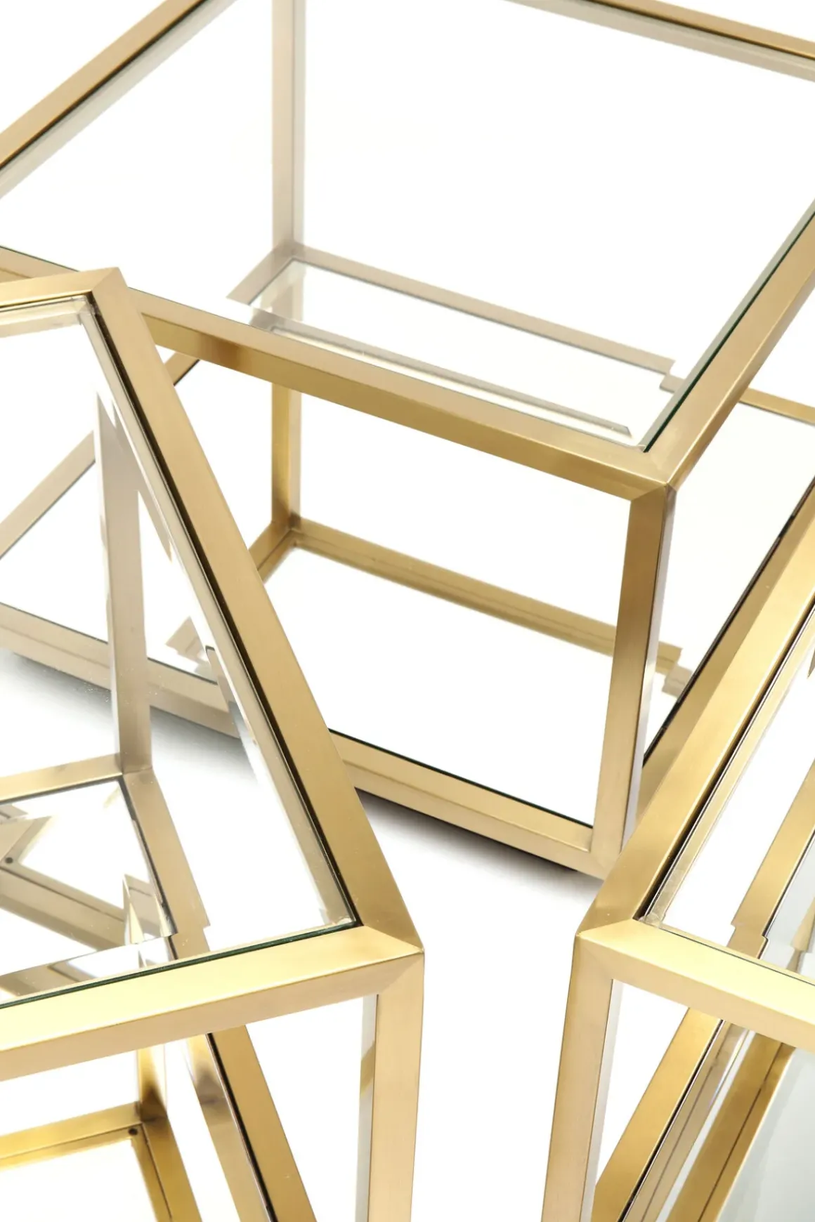 Soffbord Luigi - Set med 4 Bord i Mässing/Glas - KARE Design