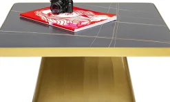 Soffbord Miler - Guld/Marmor, 80x80cm - KARE Design