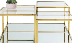 Soffbord Orion - Set med 4 Bord i Guld/Glas, 100x100cm - KARE Design