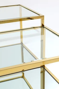Soffbord Orion - Set med 4 Bord i Guld/Glas, 100x100cm - KARE Design