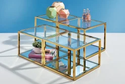Soffbord Orion - Set med 4 Bord i Guld/Glas, 100x100cm - KARE Design