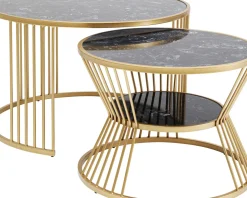 Soffbord Roma - Set med 2 Bord i Guld/Svart Marmor - KARE Design