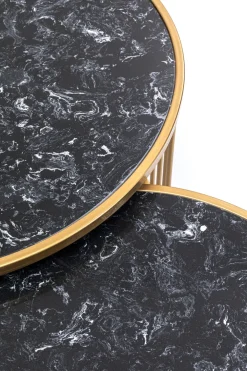 Soffbord Roma - Set med 2 Bord i Guld/Svart Marmor - KARE Design