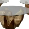 Soffbord Roots - Runt Bord Trärot och Glas, Ø100cm - KARE Design