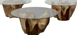 Soffbord Roots - Runt Bord Trärot och Glas, Ø100cm - KARE Design