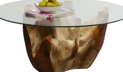Soffbord Roots - Runt Bord Trärot och Glas, Ø100cm - KARE Design