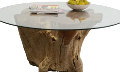 Soffbord Roots - Runt Bord Trärot och Glas, Ø100cm - KARE Design