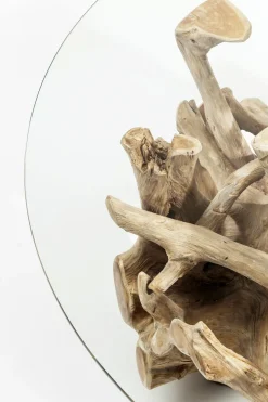 Soffbord Roots - Runt Bord Trärot och Glas, Ø100cm - KARE Design